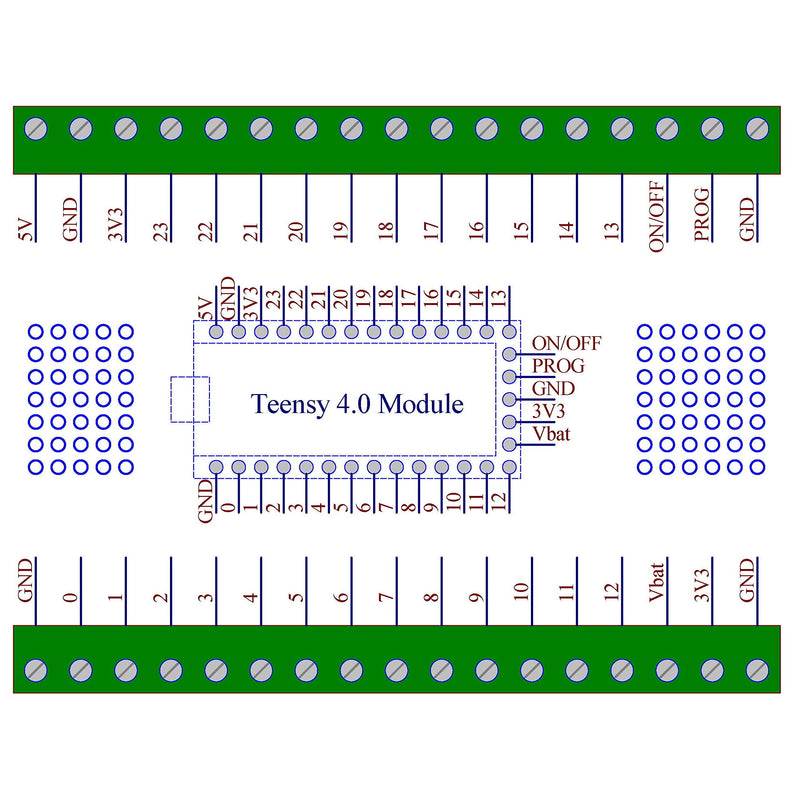 [Australia - AusPower] - Terminal Block Breakout Board Module for Teensy 4.0, DIN Rail Mount Version 
