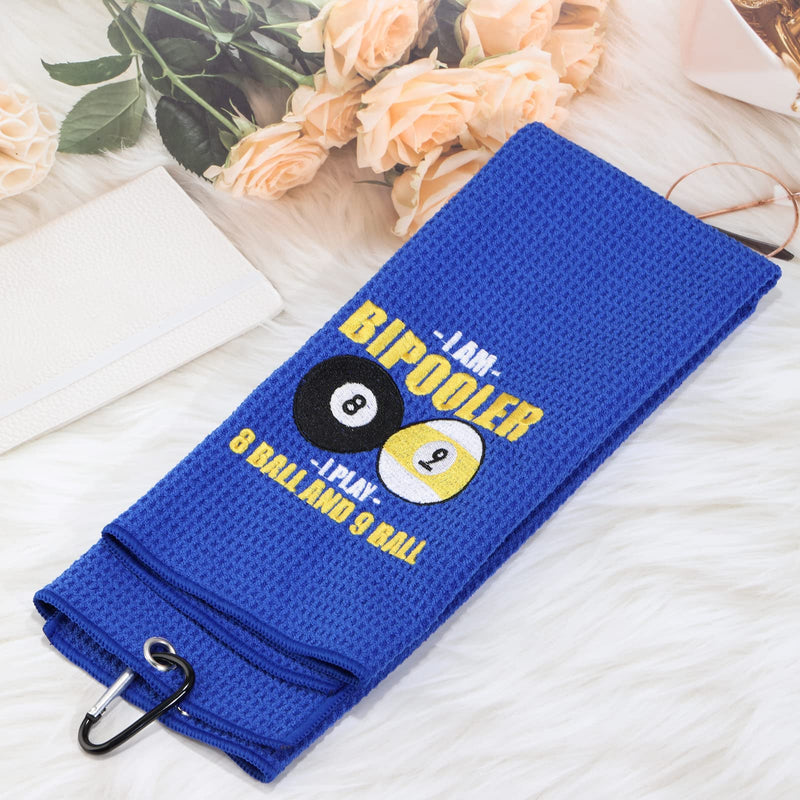 [Australia - AusPower] - MEIKIUP Billiards Billiard Cue Towel 8-Ball Pool Cue Clean Towel Billiard Pool Player Gift Embroidered Billiards Towel I Am A Bipooler I Play 8 Ball and 9 Ball (Play 8 Ball and 9 Ball) 