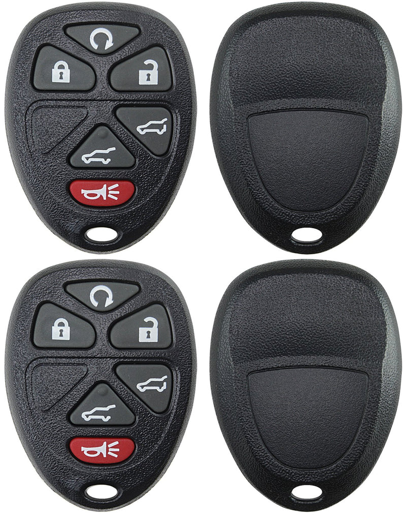 [Australia - AusPower] - 2 KeylessOption Replacement 6 Button Keyless Entry Remote Key Fob Shell Case and Button Pad -Black black 