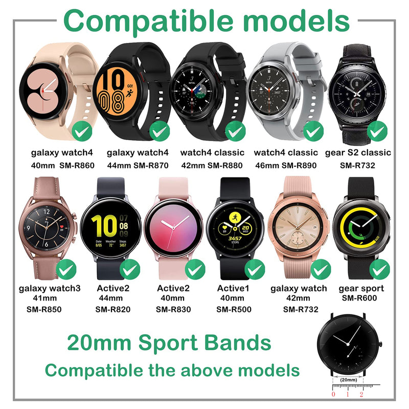 [Australia - AusPower] - AGGDSH (6 Pack)Compatible for Galaxy watch4 40mm/44mm/classic 42mm/46mm watch band/Galaxy Watch Active1/2/Watch3 41mm/Watch 42mm smart watch soft silicone replacement strap Accessories for Women Men 