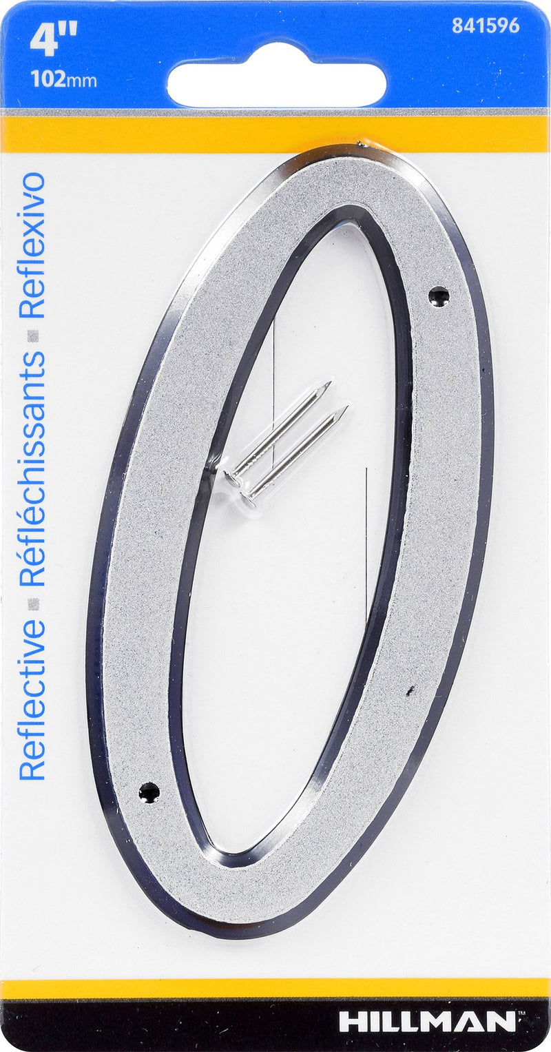 [Australia - AusPower] - HIllman 841596 4-Inch Nail-On Reflective Plastic House Number 0 #0 