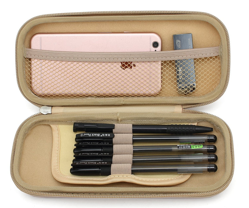 [Australia - AusPower] - KAYOND Hard Pencil Case PC Hard shell case for executive fountain pen,ballpoint pen,stylus touch pen,Durable Students Stationery With Zipper (Golden) Golden 