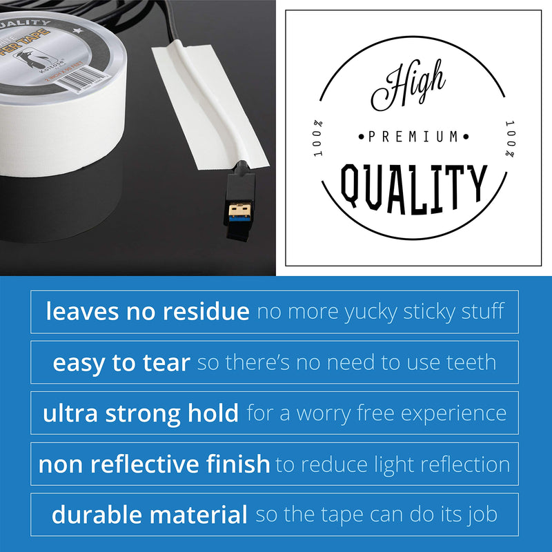 [Australia - AusPower] - White Gaffers Tape 2 Inch by 90 Feet Heavy-Duty Cloth Gaffer Tape – Non-Reflective, Water Resistant, Residue-Free Gaff Tape for Indoor and Outdoor Use, Versatile and Multipurpose Cloth Tape 2 Inches x 90 Feet White 