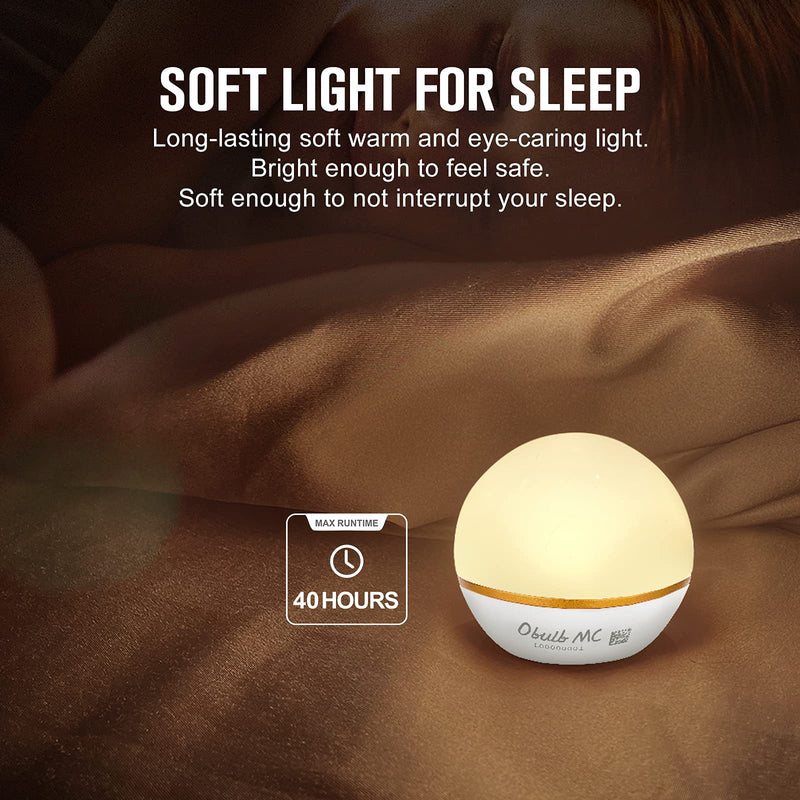 [Australia - AusPower] - OLIGHT Obulb MC 75 Lumens 8 Modes Multi-Color LED Night Light, MCC Rechargeable Bedside Lamp with Magnetic Bottom for Bedroom, Home Decor, Camping (White) White 
