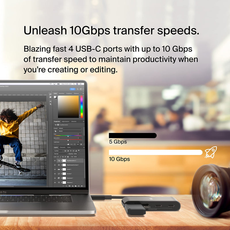 [Australia - AusPower] - Belkin Connect USB-C™ to 4-Port USB-C Hub, Multiport Adapter Dongle with 4 USB-C 3.2 Gen2 Ports & 100W PD with Max 10Gbps High Speed Data Transfer for MacBook, iPad, Chromebook, PC, and More 