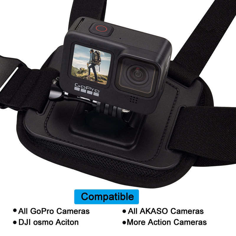 [Australia - AusPower] - Suptig Chest Mount, Adjustable Chest Strap, Breathable Material Compatible All Gopro, AKASO, DJI osmo and More Action Cameras (Black) 