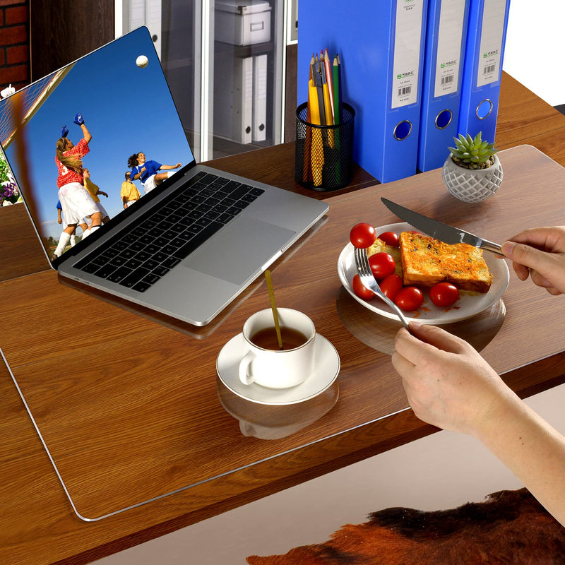 [Australia - AusPower] - Clear Desk Mat on top of desks - 24 x 14 inches - Clear Transparent Plastic Desk Protector - Desk Writing Mat for Office and Home 24x14 