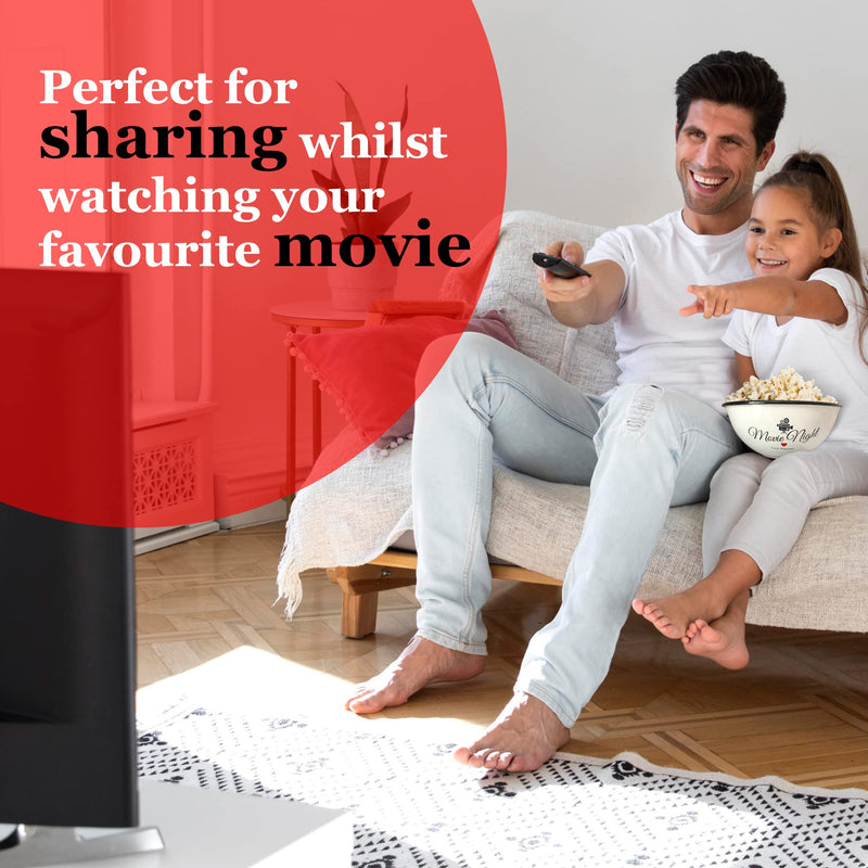 [Australia - AusPower] - Delightful Bliss Popcorn Bowl-Retro Family- Size Popcorn Bucket Tub For Party & Movie Night Snacks- Non Chip, Shatterproof, Enamel Coated Stainless Steel Serving Container - 80oz Capacity, 5x9.5" 