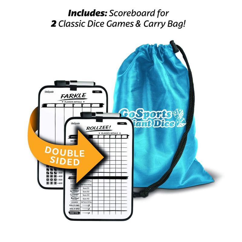 [Australia - AusPower] - GoSports Giant 6" Inflatable Dice 6 Pack with Tote Bag and Dry Erase Scoreboard for Rollzee and Farkle Games - 6" Jumbo Size 