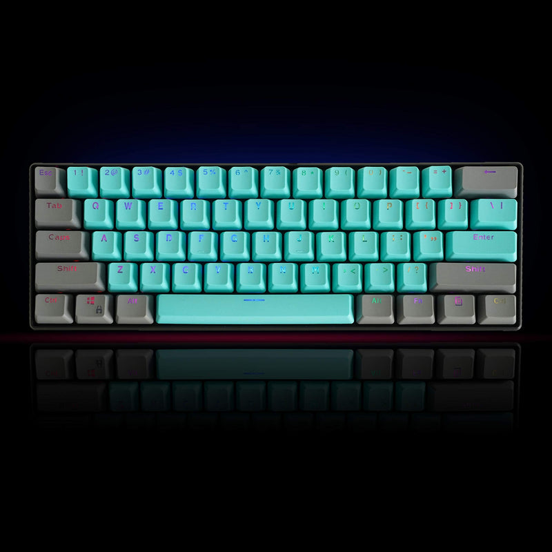 [Australia - AusPower] - IOAOI 60 Percent Keycaps, 61 Keycaps OEM Profile Keycaps PBT Keycaps for Cherry MX Switches /GH60/ RK61/ ALT61/ Annie Mechanical Keyboards with Key Puller (Cyan Gray) - Only Keycaps Color04 