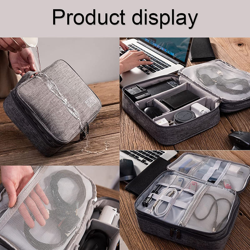 [Australia - AusPower] - OliviaLiving Electronics Organizer, Jelly Comb Electronic Accessories Cable Organizer Bag Waterproof Travel Cable Storage Bag for Charging Cable, Power Bank, iPad, Gray 