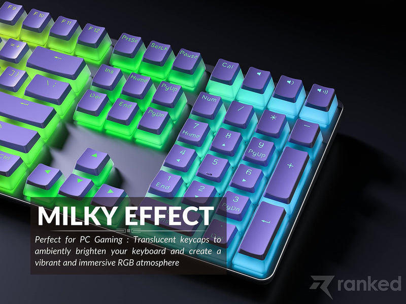 [Australia - AusPower] - Ranked Pudding PBT Keycaps | 112 Double Shot Translucent ANSI US & ISO Layout | OEM Profile for RGB Mechanical Gaming Keyboard (Lavender) 112 Keys Lavender 