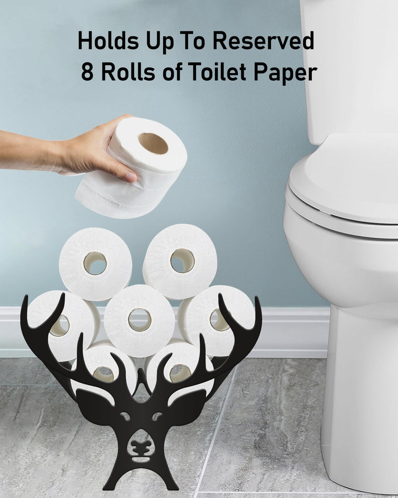 [Australia - AusPower] - Wigag Antler Toilet Paper Holder Stand for Extra 8 Rolls, Funny Deer Decorative Free Standing Toilet Paper Storage, Farmhouse Bathroom Animal Decor Toilet Paper Organizer on The Toilet Tank Storage Unique Antler 
