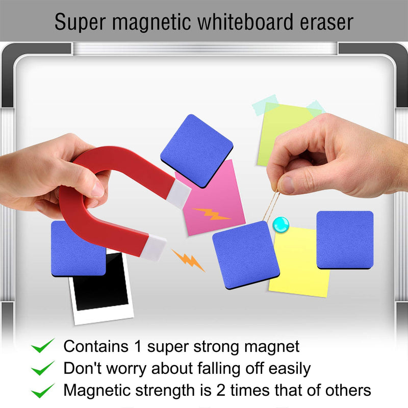 [Australia - AusPower] - Mini Dry Erase Erasers, IHPUKIDI 48 Pack Magnetic Whiteboard Dry Erasers Chalkboard Cleaner Wiper for Kids and Classroom Teacher Supplies, Home and Office (2 x 2 Inch) Blue 48pack-blue 