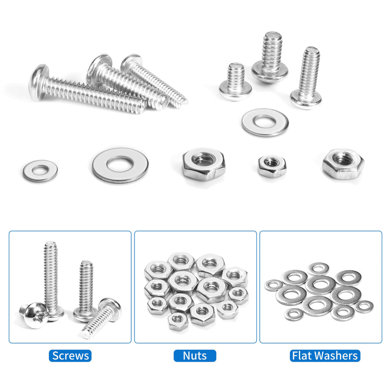 [Australia - AusPower] - 720Pcs Machine Screw Assortment Kit, 10-24#8-32#6-32#4-40 Phillips Pan Head Assorted Nuts Bolts and Flat Washers Kit, Stainless Steel Screws Hardware Assortment with Case 