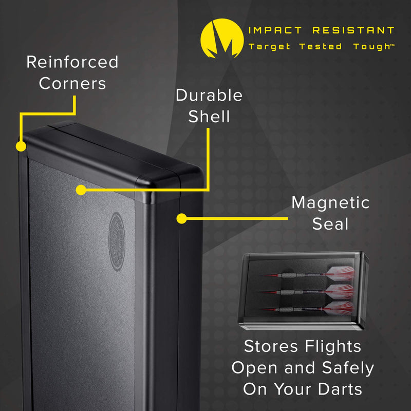 [Australia - AusPower] - Casemaster Sinister Magnetic Aluminum Dart Case with Precision Cut Space to Hold 3 Steel Tip or Soft Tip Darts and Extra Flights, Shafts and Tips, Magnetic Latch Keeps Case Closed Tight 