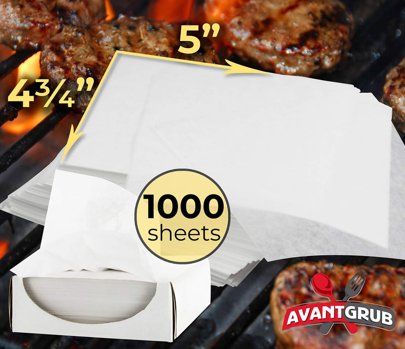 [Australia - AusPower] - Restaurant-Grade Hamburger Patty Paper 1000 Pack - HAMBURGER MEAT NOT INCL. Non-Stick, Waxed Food-Grade Deli Squares 4.75 x 5in. Microwave and Freezer Safe For Ground Beef, Turkey and Burger Patties 