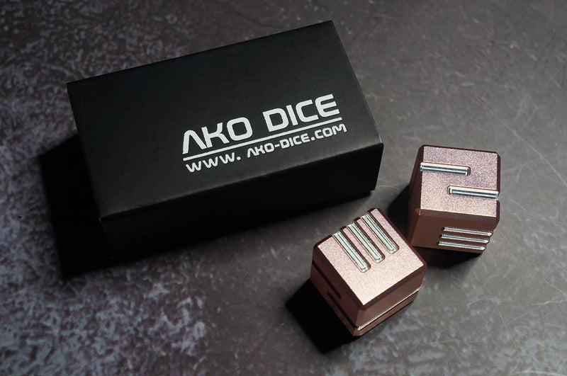 [Australia - AusPower] - AKO DICE I - Rosegold - Custom Metal dice Version 1 by AKO Dice. 16mm D6 Game dice with Redesign Concept. 