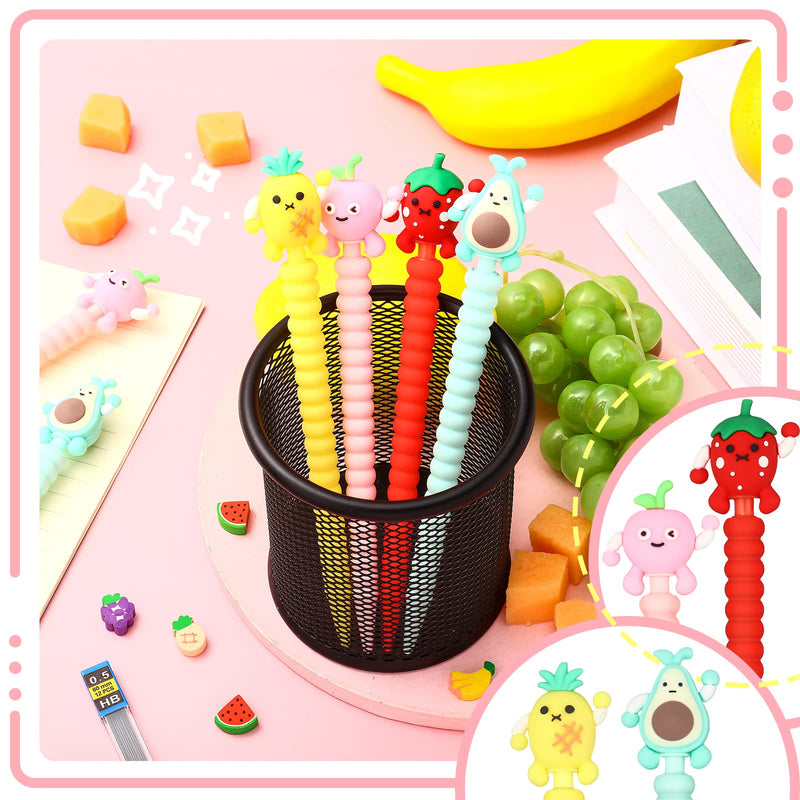[Australia - AusPower] - 24 Pieces Mechanical Pencil Cute Mechanical Pencils with Fruit Erasers and Pencil Refills Pastel Mechanical Pencils Colorful Pencil with Fun Toppers for Girls Kids Students School (0.5 mm) 0.5 mm 