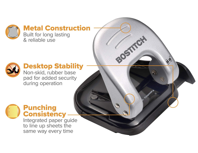 [Australia - AusPower] - Bostitch Office EZ Squeeze Reduced Effort 2-Hole Punch, 20 Sheets, Locking Handle, Silver (2310) 