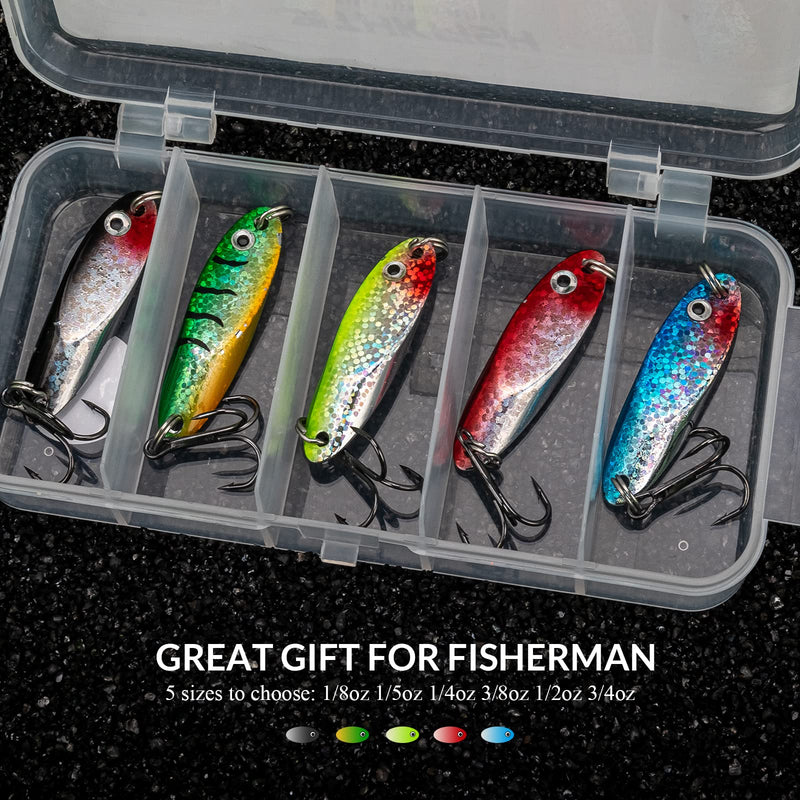 [Australia - AusPower] - THKFISH Fishing Lures Fishing Spoons Trout Lures Saltwater Spoon Lures Casting Spoon for Trout Bass Pike Walleye 1/8oz 1/5oz 1/4oz 3/8oz 1/2oz 3/4oz 5pcs Color A 1/2oz 5pcs 