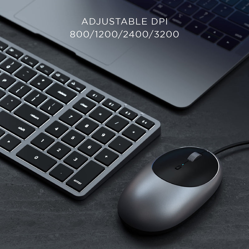 [Australia - AusPower] - Satechi Aluminum C1 USB-C Wired Mouse – Optical Computer Mouse – Compatible with 2021 iMac M1, 2021 iPad Pro M1, 2020 MacBook Air M1, 2020 Mac Mini (Space Gray) Space Gray 