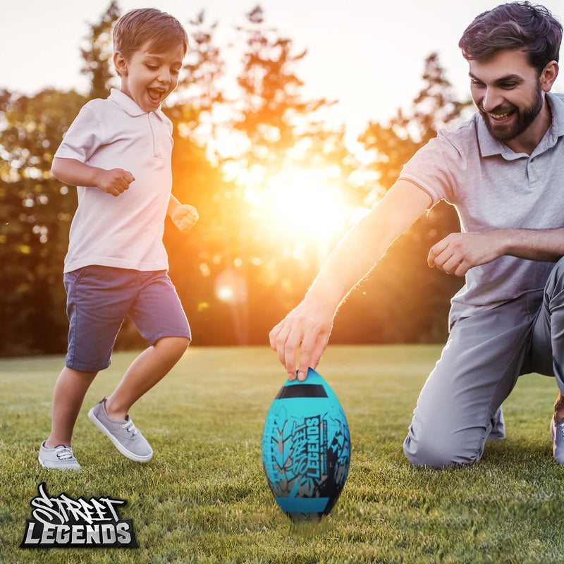 [Australia - AusPower] - Street Legends Youth Football for Kids Graffiti Printed Composite Leather Size 7 Junior Football Includes Pump Made for Training Practicing Recreational Play Blue 