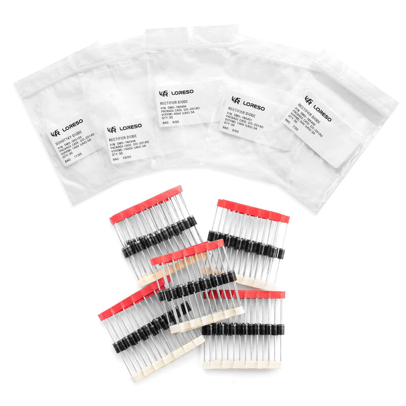 [Australia - AusPower] - Diode Assortment Kit Box, Pack of 600pcs 20 Models - 1N4001 1N4002 1N4004 1N4007 1N5399 RL207 1N5400 1N5401 1N5404 1N5408 FR107 FR207 HER107 UF4007 1N5817 1N5819 SR5150 1N4148 DB3 1N5349B 30pcs Each 