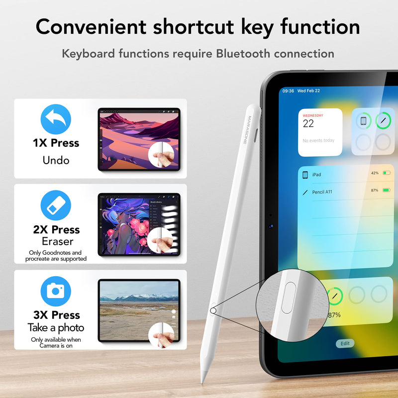 [Australia - AusPower] - Marasone Stylus Pen for iPad-Compatible with Apple Pencil 2nd/1st Gen Magnetic Pen Tilt Sensitivity,Palm Rejection,Quick Charge-Ideal for Drawing 
