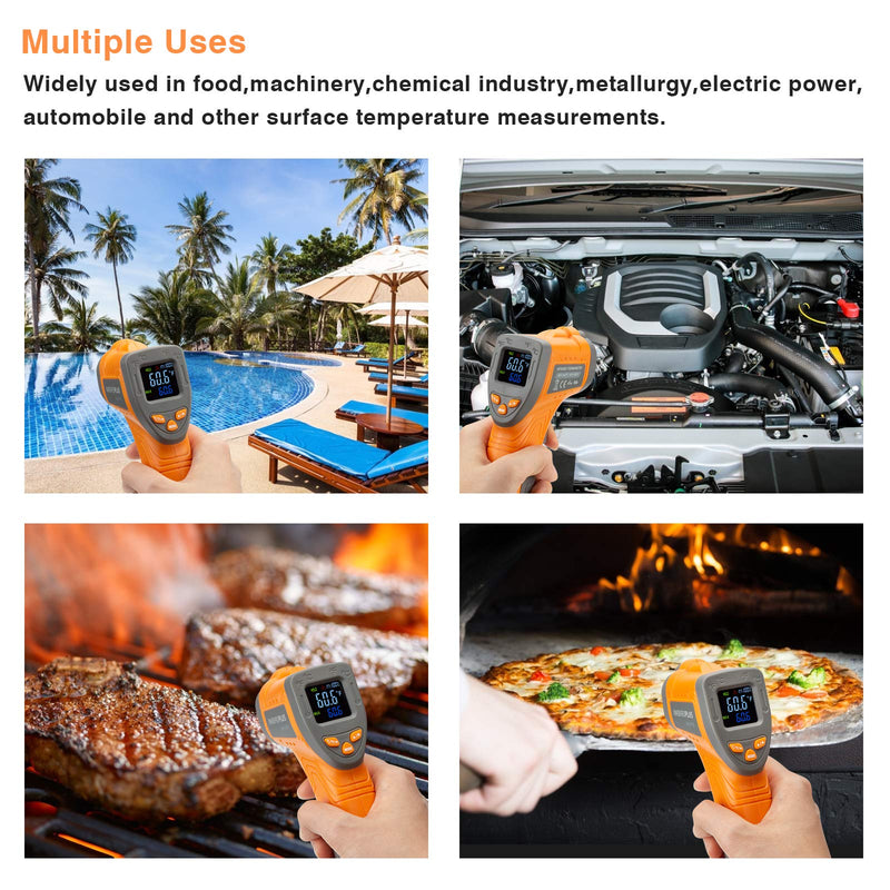 [Australia - AusPower] - Inkbird Infrared Thermometer for Cooking Temperature Gun, Laser Thermometer Gun Digital for Pizza Oven and Reptiles, -58℉~1022℉ (INK-IFT01) 