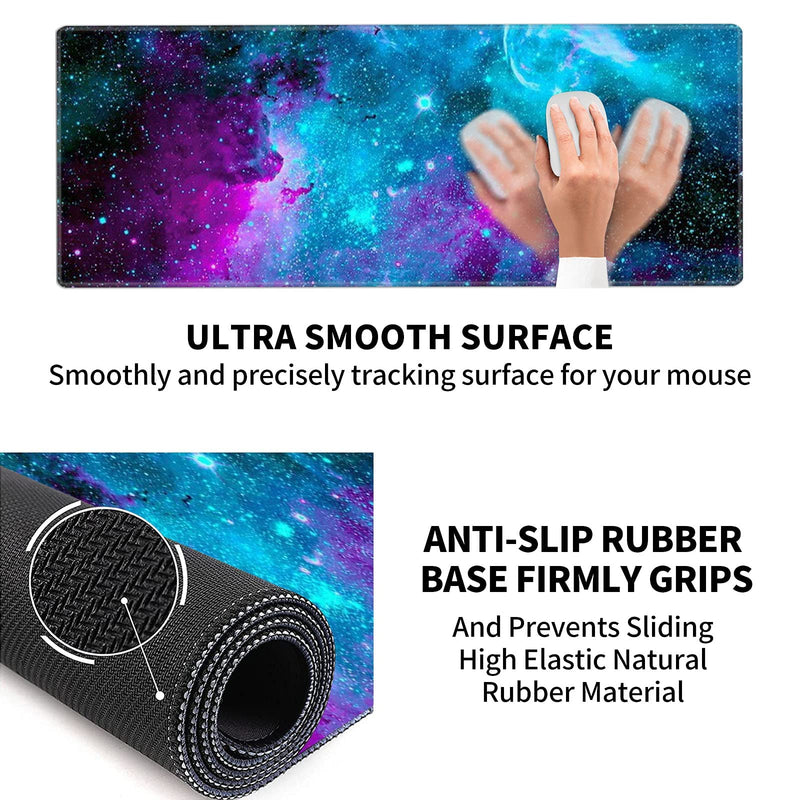 [Australia - AusPower] - Pretty Mouse Pad and Gel Wrist Rest Set, Extended Desk Mat (31.5" x 11.8") with Memory Foam Ergonomic Keyboard Pad, Large Gaming Mouse Pad Non-Slip Easy Typing for Home Office, Milky Way Galaxy Stars XL-31.5"x11.8"x0.12" 