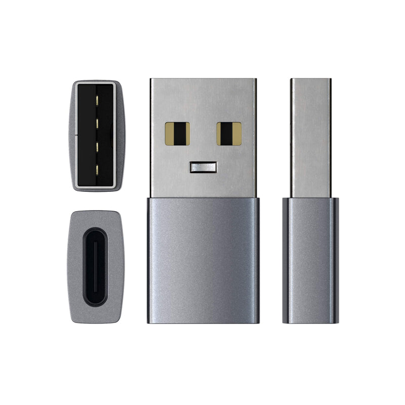 [Australia - AusPower] - Satechi Type-A to Type-C Adapter Converter - USB-A Male to USB-C Female - Compatible with iMac, MacBook Pro/MacBook, Laptops, PC, Computers and More (Space Gray) Space Gray 