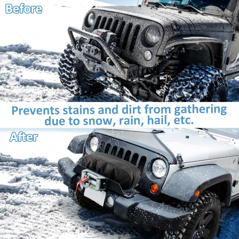 [Australia - AusPower] - 1 PCS Winch Cover - MAQIHAN Waterproof Dust-Proof Uv-Resistant Winch Protection Cover Heavy Duty Winch Cover Perfect For 8500-12000 Lbs Electric Winch Indoor & Ourdoor (21.5â€ X 9.5â€ X 7.5â€)Black WRM-Winch Cover01 