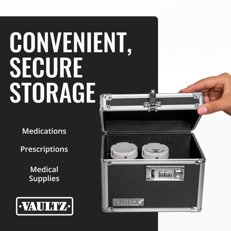 [Australia - AusPower] - Vaultz Medicine Lock Box w/ Combination Lock - 5 x 7 x 5" Cabinet Safe, Black 