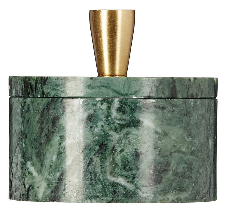 [Australia - AusPower] - Queenza Salt Cellar with Lid - Green Marble Salt Cellar with Premium Brass Knob - 3 Inch Salt Container for Kosher Salt Storage - Easy To Pinch Pots For Salt And Pepper - Marble Box Of Spices 