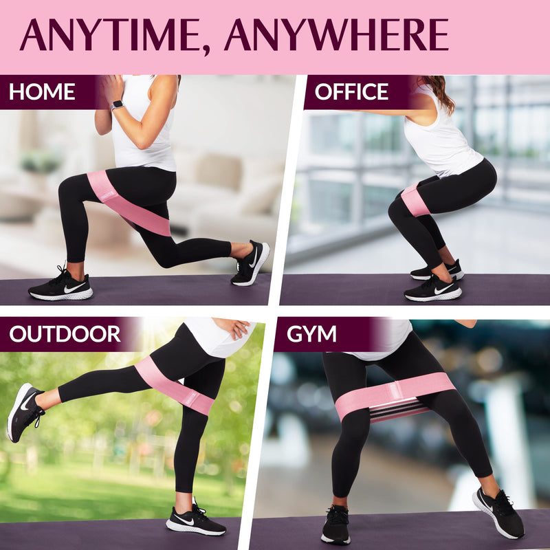[Australia - AusPower] - GYMB Booty Bands for Women - Non Slip Resistance Bands to Work Out Glute, Thighs & Squat - Includes Exercise Band Training Videos with 80+ Workouts for Gym or Home Fitness Black Grey Pink 