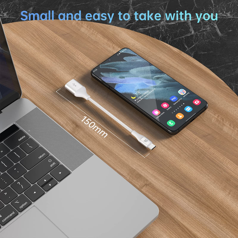 [Australia - AusPower] - Teleadapt Type C to USB Adapter, 10Gbps USB C to USB A Adapter for Galaxy S20/S10/S9, USB C to USB OTG Cable, USB C Male to USB 3.1 Female OTG Adapter Compatible for New MacBook Pro, iPad Air 2020 White Silver 