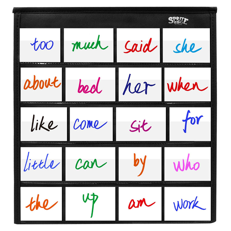 [Australia - AusPower] - Black Tabletop Desktop Pocket Chart with Bonus 20X Dry Erase Cards. Double Sided and Self-Standing (13 X 12inch) Black 