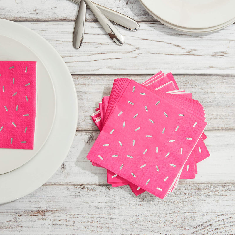 [Australia - AusPower] - Pink Confetti Paper Cocktail Napkins for Birthday Party (5 x 5 In, 50 Pack) 