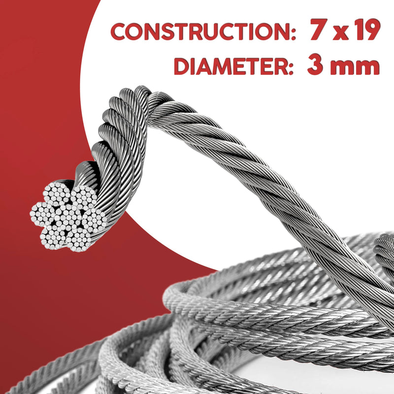 [Australia - AusPower] - Pair Garage Door Cable Torsion Spring Wire 13.5 FT, Replacement Cable Wire, Garage Door Replacement Parts 