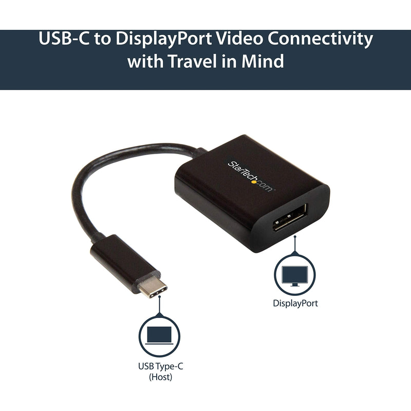 [Australia - AusPower] - StarTech.com USB C to DisplayPort Adapter - 4K 60Hz/8K 30Hz, USB Type-C DP 1.4 HBR2 Dongle, Compact USB-C (DP Alt Mode) Monitor Video Converter, Works w/ TB3 - New Version Available CDP2DPEC (CDP2DP) Black 8K 30Hz DP 1.4 HBR2 