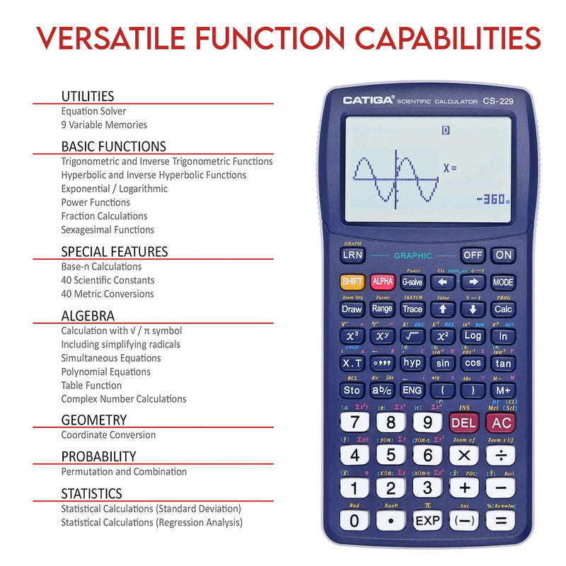 [Australia - AusPower] - Scientific Calculator with Graphic Functions - Multiple Modes with Intuitive Interface - Perfect for Beginner and Advanced Courses, High School or College Blue 