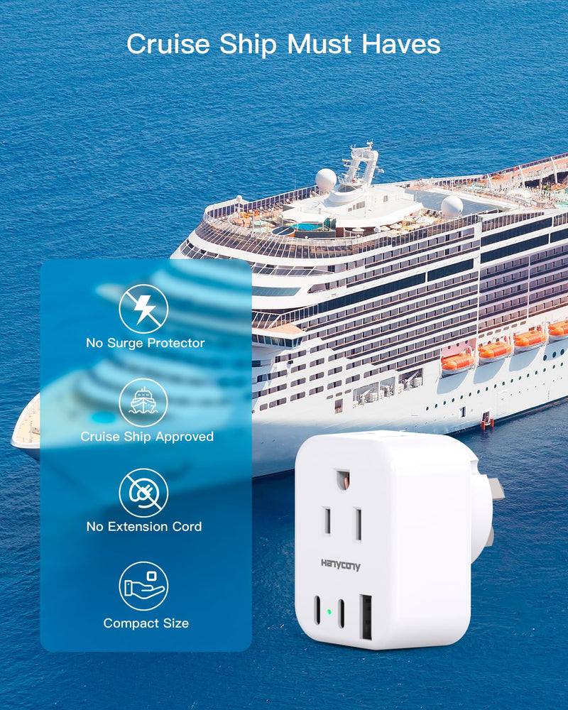 [Australia - AusPower] - US to Australia New Zealand Power Plug Adapter, Type I Plug Adapter with 2 Outlets 3 USB Ports(2 USB C), Australia Travel Plug Adapter for USA to Australian AU China Argentina Fiji Travel Essentials Type I - Australia China 