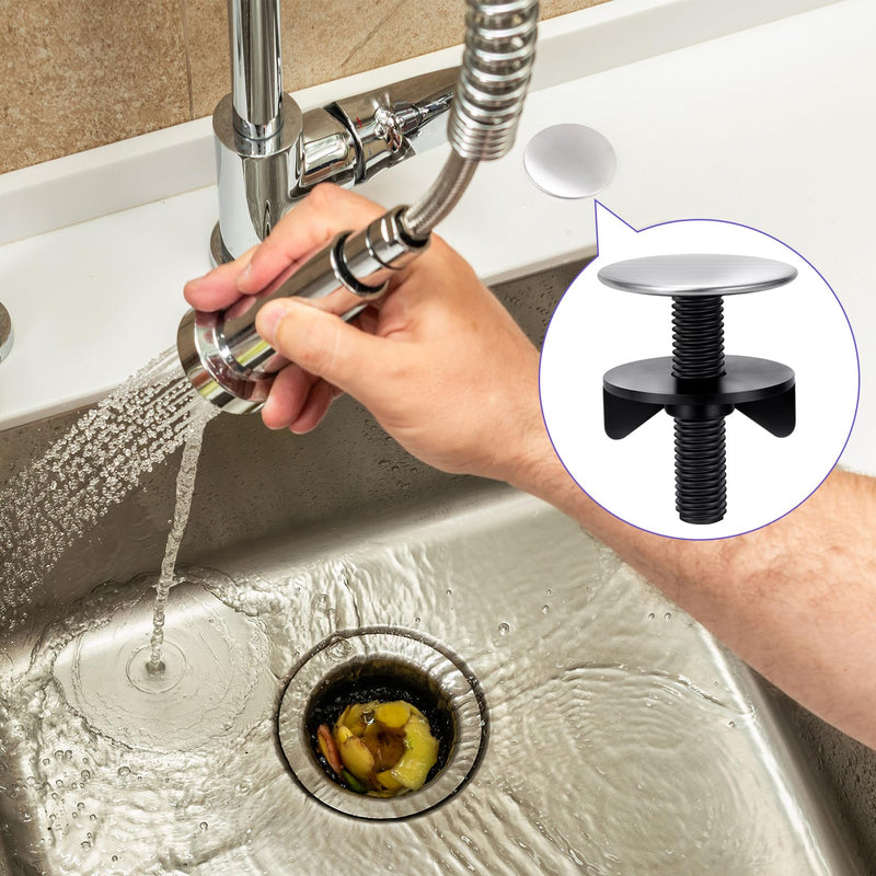 [Australia - AusPower] - HINZIC 6Pcs Kitchen Faucet Hole Cover Sink Tap Hole Plate Stopper Cover Brushed Metal Stainless Steel Plug Kitchen Sink Hole Cover 