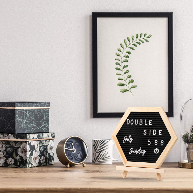 [Australia - AusPower] - Whaline Double Sided Felt Letter Board Kit with 510 Letters Month Wooden Stand Felt Bag Felt Letter Board Hexagon Felt Letter Board for Home Baby Nursery School Classroom Teaching Tool Office 