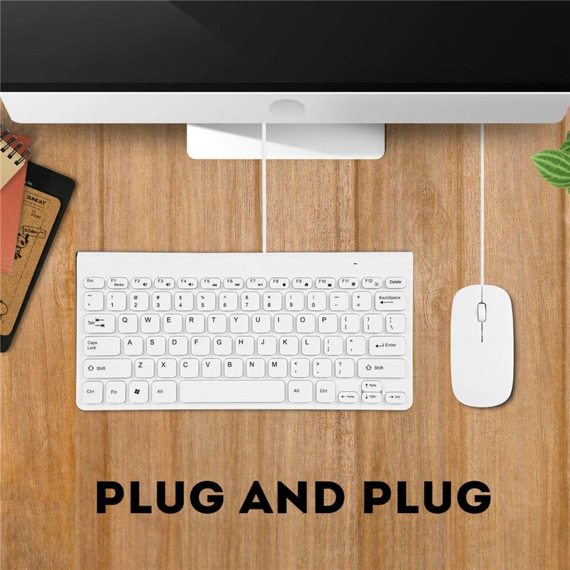 [Australia - AusPower] - Limouyin Wired Keyboard and Mouse, Ultra-Thin USB Keyboard Optical Mouse Mice Set ComboFull Size Wire Corded Keyboard Mouse Combo Set with Number Pad for Laptop,PC,Desktop White 