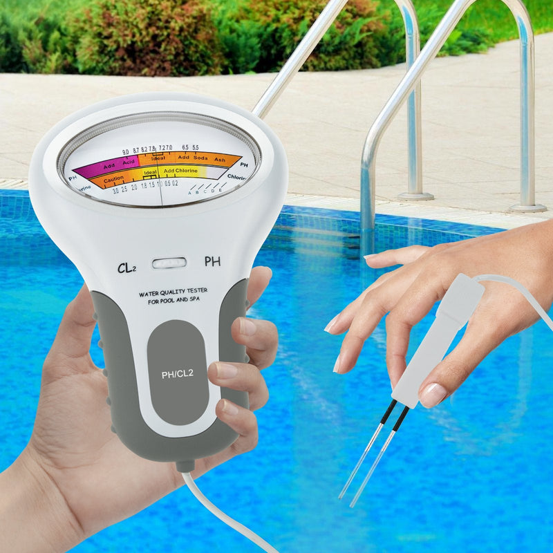 [Australia - AusPower] - Portable 2 in 1 Water Quality PH and Chlorine Level CL2 Tester Meter for Swimming Pool Spa Drinking Water Quality Analysis Monitor PH CL2 Chlorine Tester 