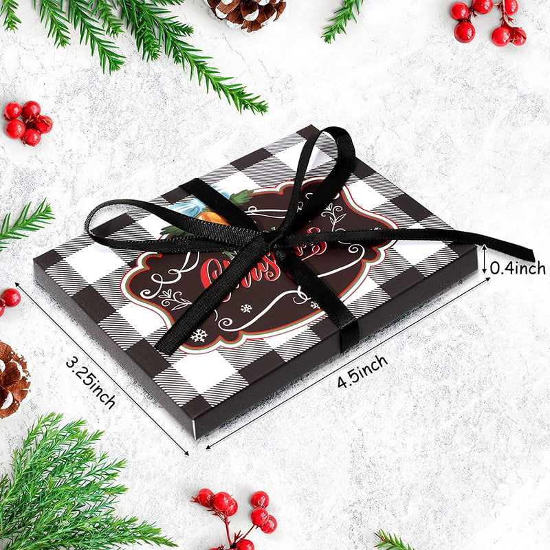 [Australia - AusPower] - 48 Pieces Christmas Gift Card Holder Boxes with Ribbon Paper Decorative Wrapped Envelope Card Boxes for Christmas Gift Wrap Decor (Stylish Style) Stylish Style 