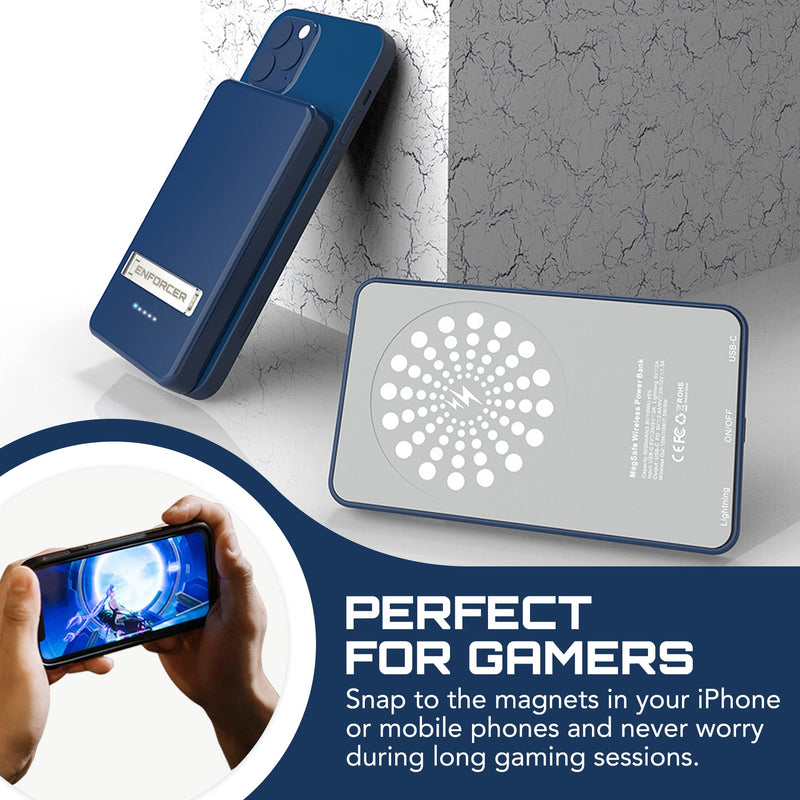 [Australia - AusPower] - Enforcer Magnetic Power Bank, Portable Charger for iPhone 12 and iPhone 13, Compatible with MagSafe Accessories, 5000 mAh Battery and Carrying Pouch - Enforcer Tech BatteryOnly 