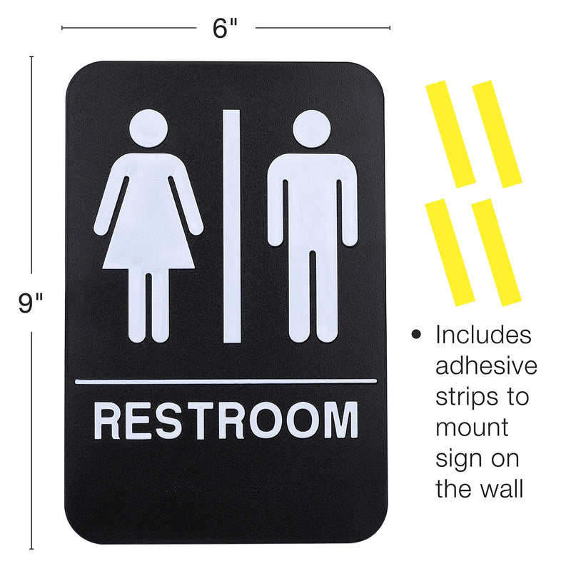 [Australia - AusPower] - Excello Global Products Plastic Restroom Sign: Easy to Mount with Braille (ADA Compliant), Great for Business & Restaurants - 6"x9", Men, Women, Unisex 